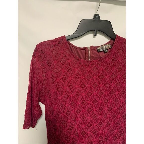 J. Gee Women's Floral Lace A Line Dress Red Size Medium - Picture 2 of 7